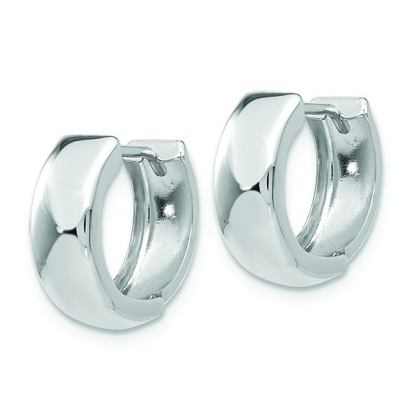 14k White Gold Polished Hinged Hoop Earrings - Image 2