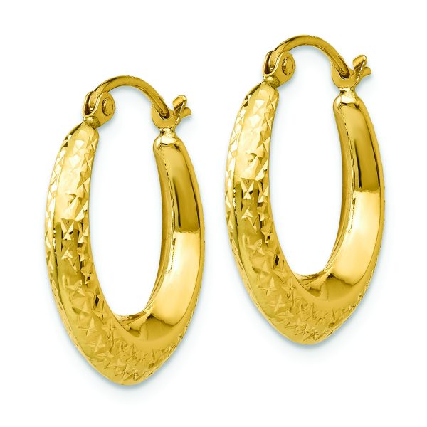 14K Textured Hollow Hoop Earrings - Image 2