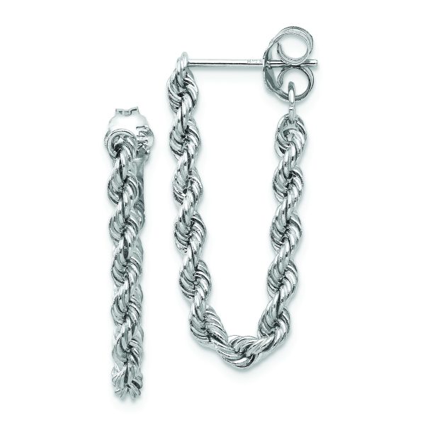 14K White Gold Rope Chain Dangle Post Earring