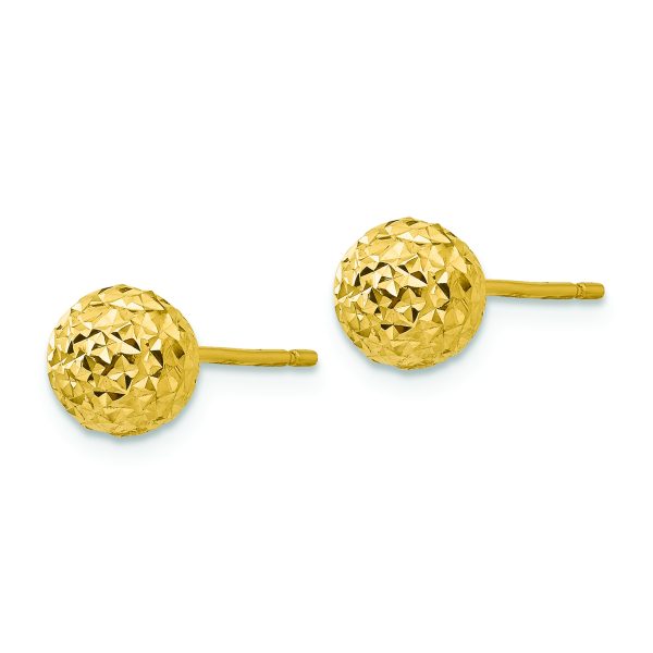 14K Diamond Cut Ball Post Earrings - Image 2