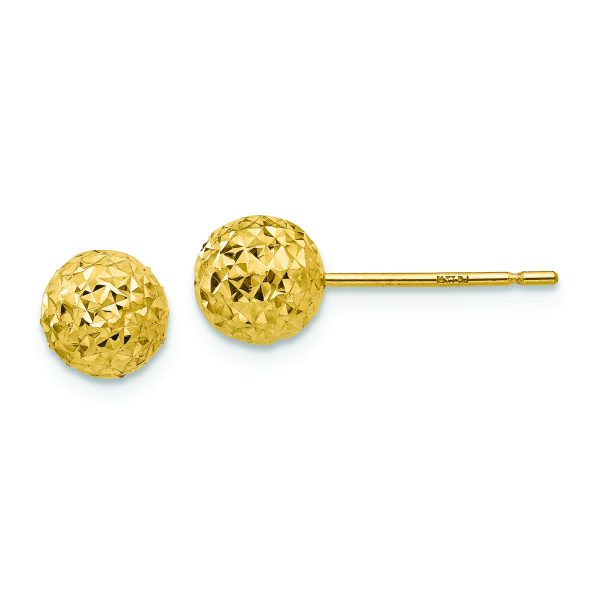 14K Diamond Cut Ball Post Earrings