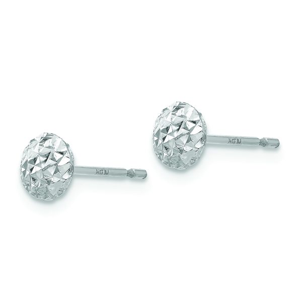 14K White Gold 5 mm Puff Circle Stud Earrings - Image 2