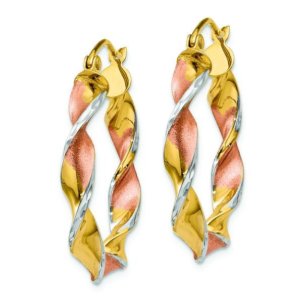 14k & Rhodium Twisted Hoop Earrings - Image 2