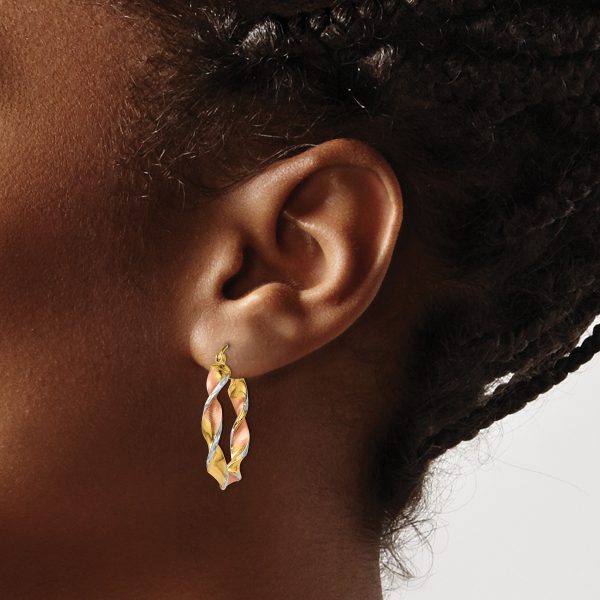 14k & Rhodium Twisted Hoop Earrings - Image 3