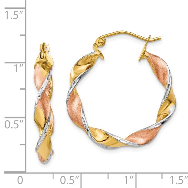 14k & Rhodium Twisted Hoop Earrings - Image 4