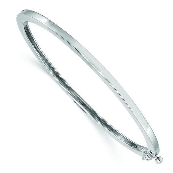 14k White Gold 2.5mm Polished Solid Hinged Bangle