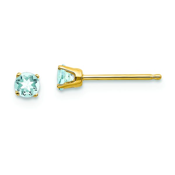 14k 3mm March/Aquamarine Post Earrings