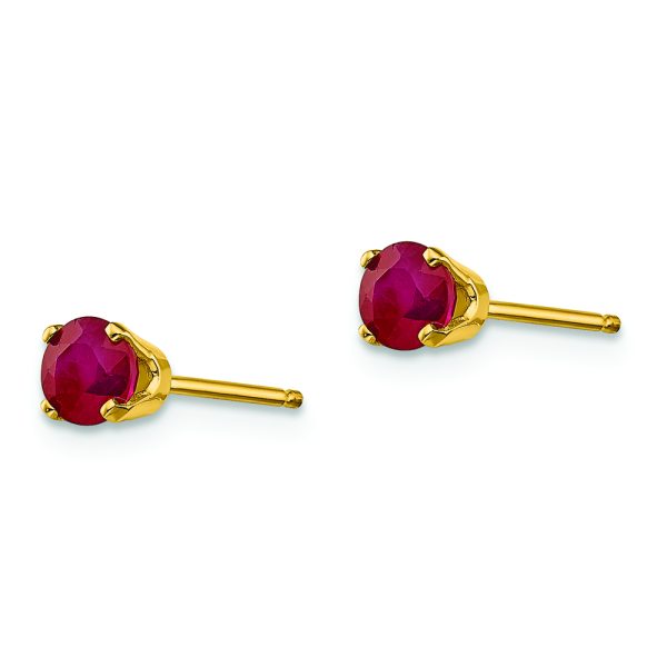 14k 4mm July/Ruby Post Earrings - Image 2