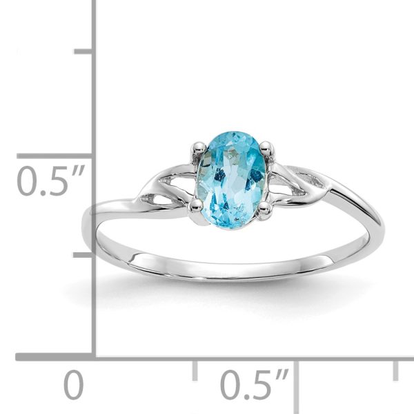 14k White Gold Blue Topaz Birthstone Ring - Image 2