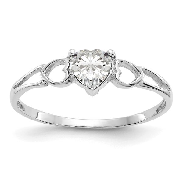 14k White Gold White Topaz Birthstone Ring