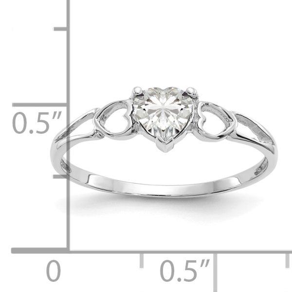 14k White Gold White Topaz Birthstone Ring - Image 2