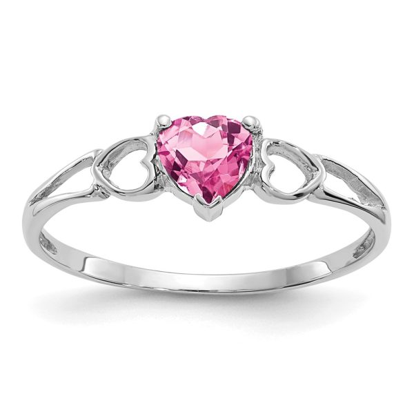 14k White Gold Pink Tourmaline Birthstone Ring