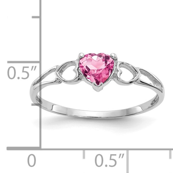 14k White Gold Pink Tourmaline Birthstone Ring - Image 2