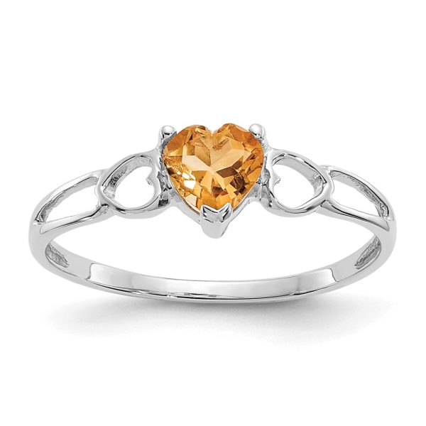 14k White Gold Citrine Birthstone Ring