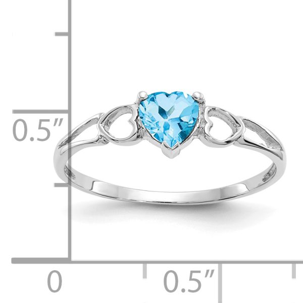 14k White Gold Blue Topaz Birthstone Ring - Image 2