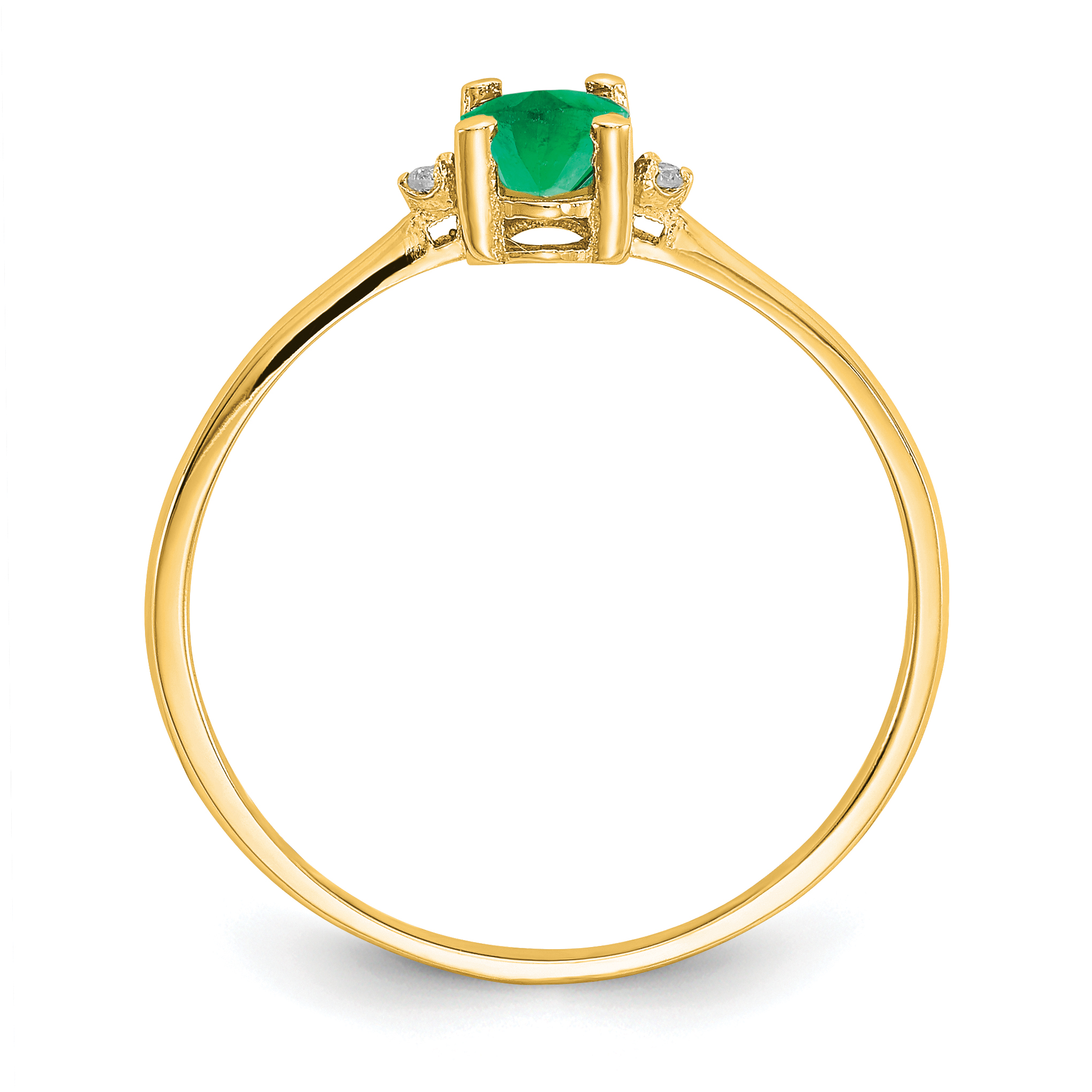 14k Diamond & Emerald Birthstone Ring - Image 2