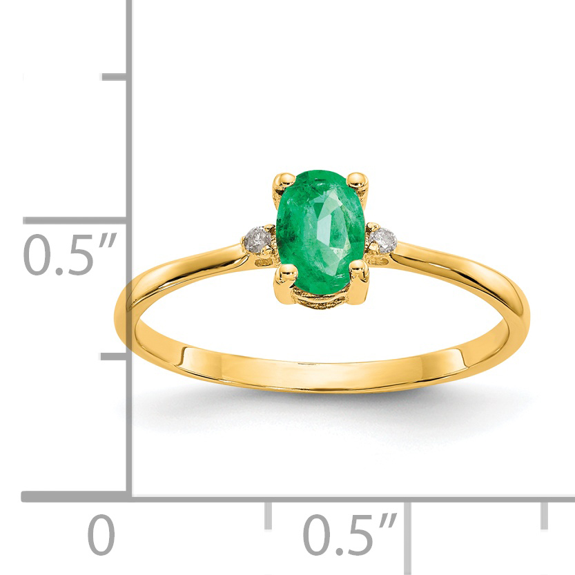14k Diamond & Emerald Birthstone Ring - Image 3