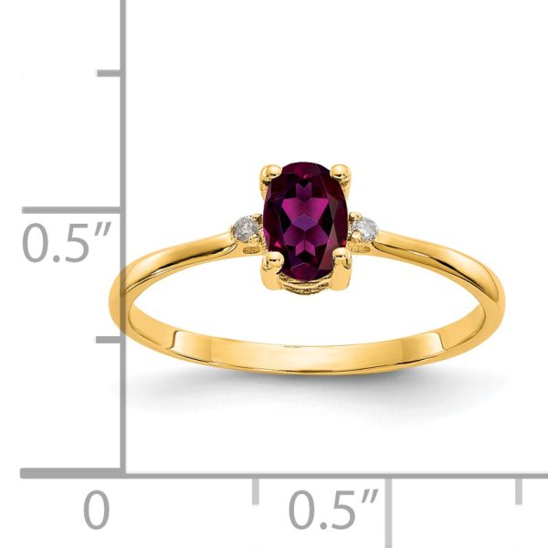 14k Diamond & Rhodolite Garnet Birthstone Ring - Image 3