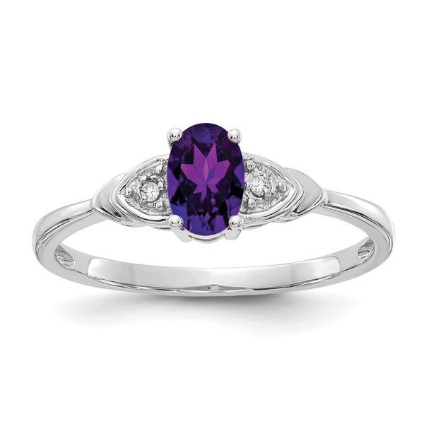 14k White Gold Amethyst and Diamond Ring