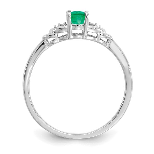 14k White Gold Emerald and Diamond Ring - Image 2