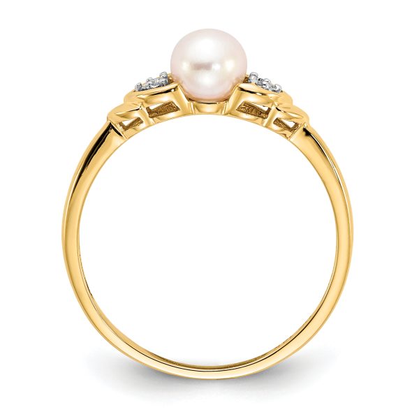 14k FW Cultured Pearl and Diamond Ring - Image 2