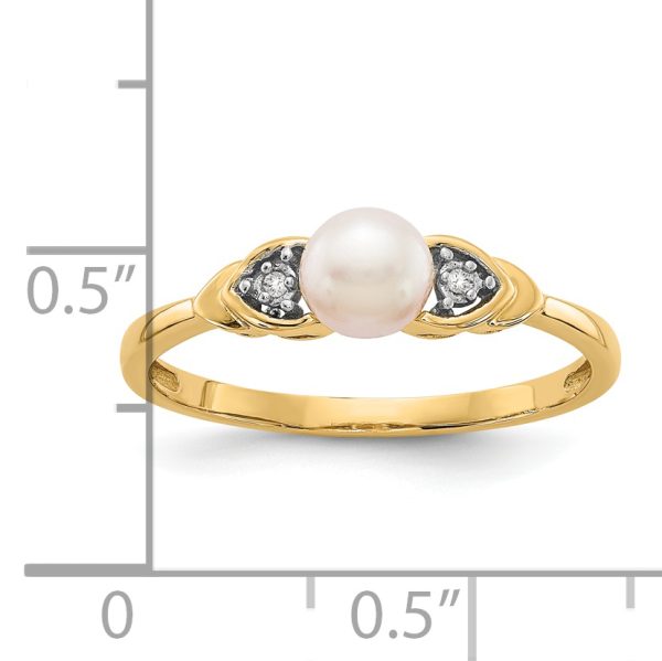 14k FW Cultured Pearl and Diamond Ring - Image 3