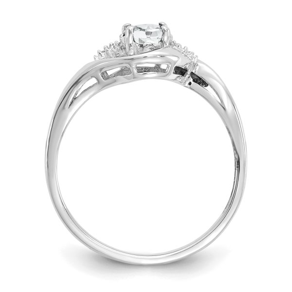 14k White Gold White Topaz and Diamond Ring - Image 2