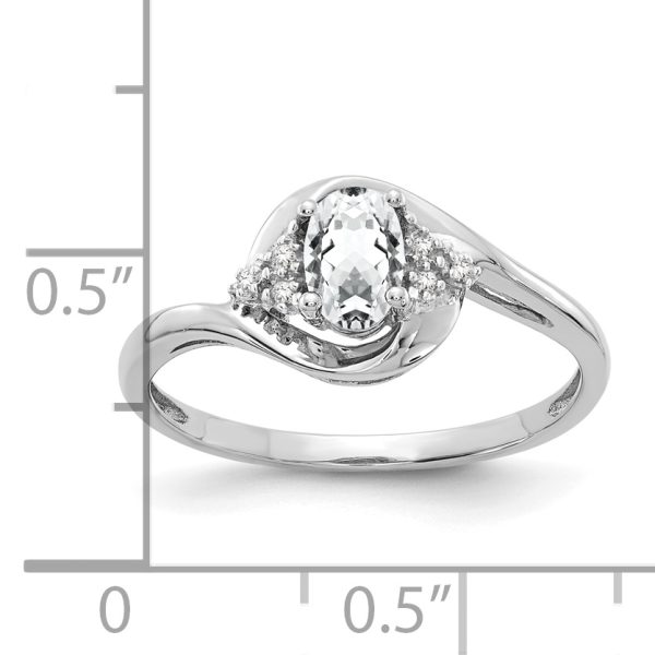 14k White Gold White Topaz and Diamond Ring - Image 3