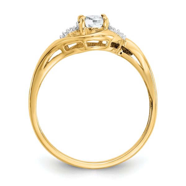 14k White Topaz and Diamond Ring - Image 2