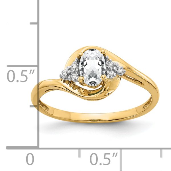 14k White Topaz and Diamond Ring - Image 3