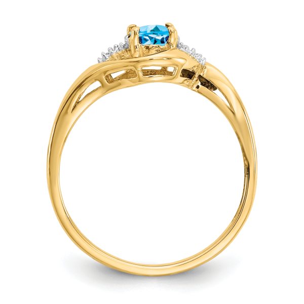 14k Blue Topaz and Diamond Ring - Image 2