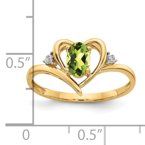 14k Peridot and Diamond Heart Ring - Image 3