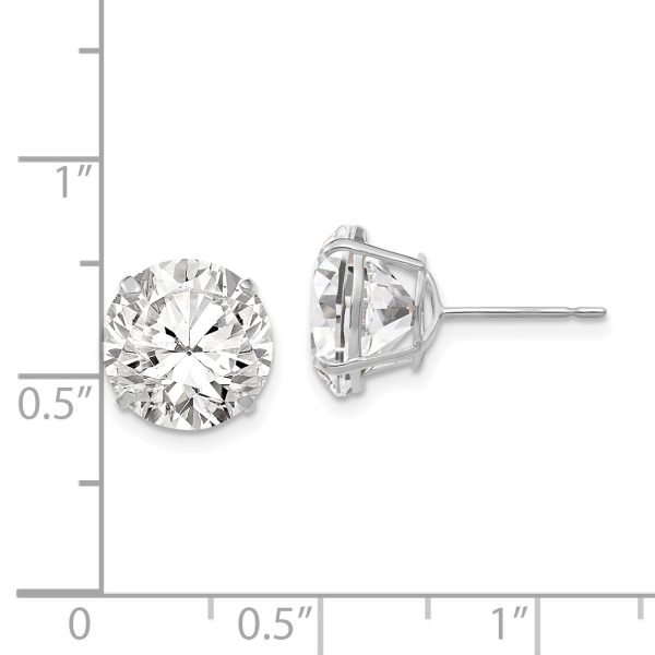 14k White Gold 10mm Round CZ Post Earrings - Image 3