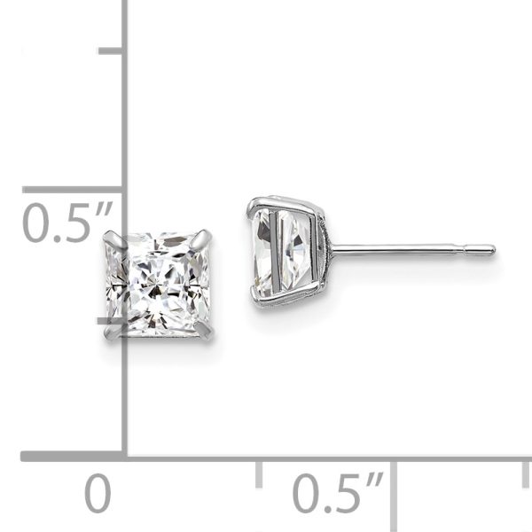 14k White Gold 5mm Square CZ Post Earrings - Image 3