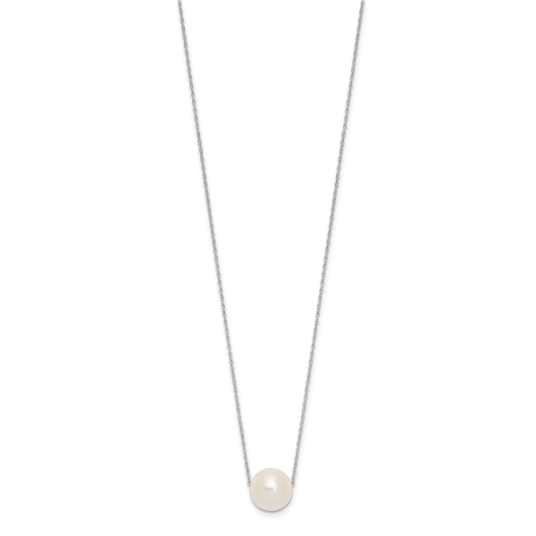 14K White Gold 10-11mm Semi-Round White FWC Pearl Rope Necklace - Image 2