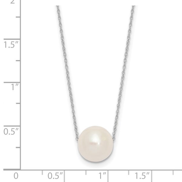 14K White Gold 10-11mm Semi-Round White FWC Pearl Rope Necklace - Image 3