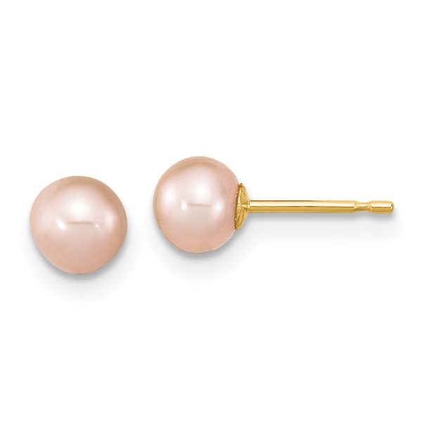 14K Madi K 4-5mm Rd Pink FWC Pearl Earring and Pendant Set - Image 2