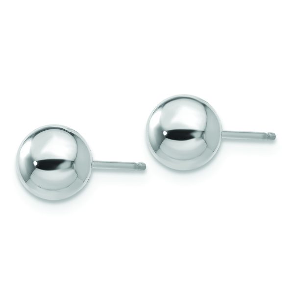 14k White Gold Polished 6mm Ball Post Earrings - Image 2