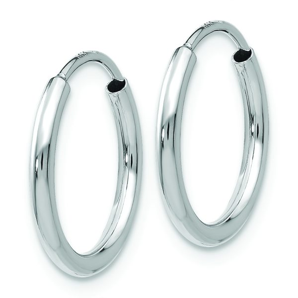 14k White Gold 1.5mm Polished Endless Hoop Earrings - Image 2