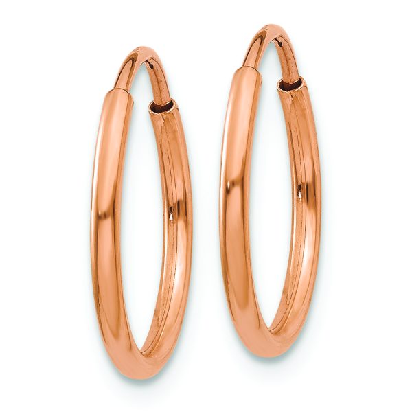 14k Rose Gold 1.2mm Polished Endless Hoop Earrings - Image 2