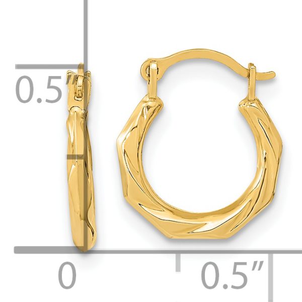 14K Polished Twist Hoop Earrings - Image 3