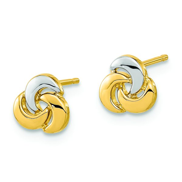 14K Polished White Rhodium Knot Post Earrings - Image 2