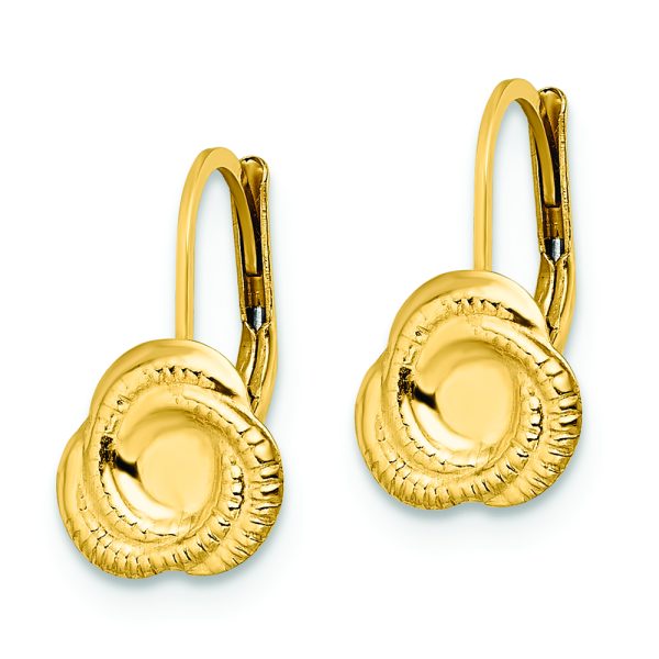 14K Polished Love Knot Leverback Earrings - Image 2