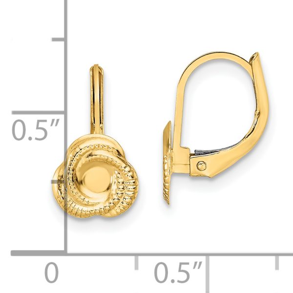 14K Polished Love Knot Leverback Earrings - Image 3