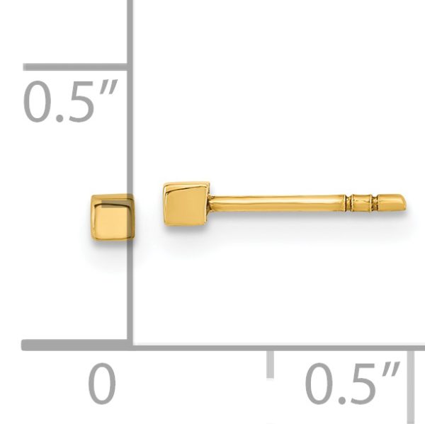14K Polished Cube Post Earrings - Image 3