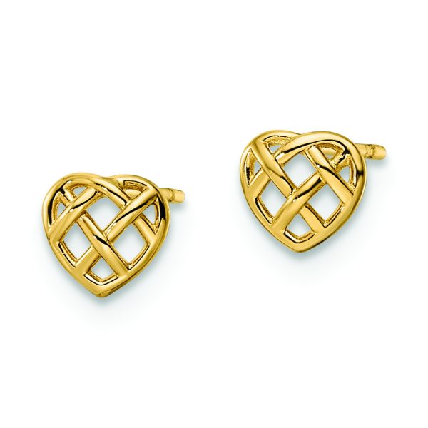 14k Heart Post Earrings - Image 2