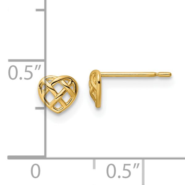 14k Heart Post Earrings - Image 3