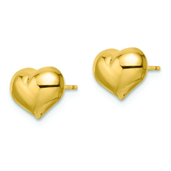 14k Polished Puffed Heart Post Earrings - Image 2