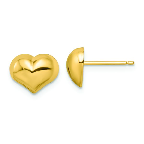 14k Polished Puffed Heart Post Earrings