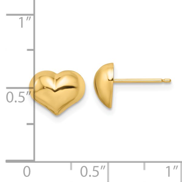 14k Polished Puffed Heart Post Earrings - Image 3